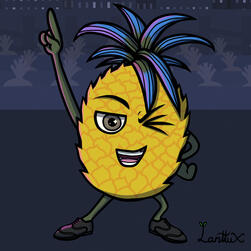 Rootie in a form of a pineapple.